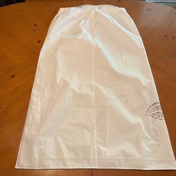 Venroy Cotton Maxi Skirt in White Sz L Floral Embroidered Side Slit Semi Sheer - Picture 8 of 15